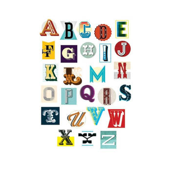 Kunstdruk Vintage Letter Alphabet 60x80cm