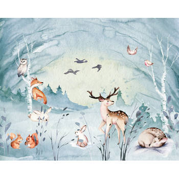 Fotobehang - Animal Sleepover 350x280cm - Vliesbehang