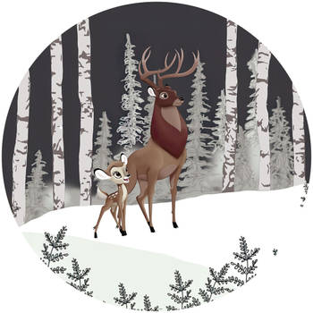 Fotobehang - Bambi Great Prince 125x125cm - Rond - Vliesbehang - Zelfklevend