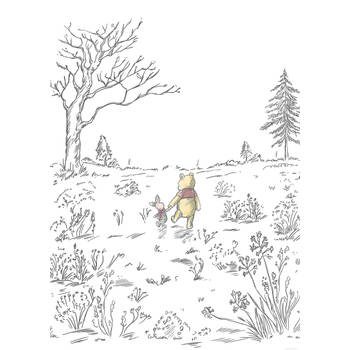 Fotobehang - Winnie Pooh Walk 200x280cm - Vliesbehang