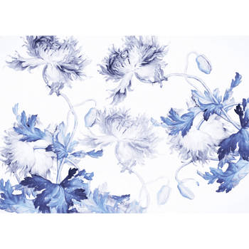 Fotobehang - Blue Silhouettes 350x250cm - Vliesbehang