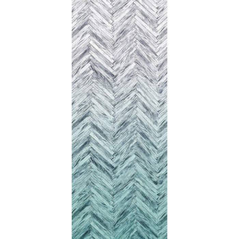 Fotobehang - Herringbone Mint 100x250cm - Vliesbehang