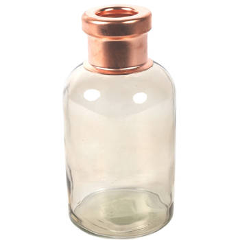 Countryfield Bloemenvaas Firm Bottle - transparant beige/koper - glas - D10 x H21 cm - Vazen