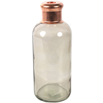Countryfield Bloemenvaas Firm Bottle - transparant beige/koper - glas - D11 x H27 cm - Vazen
