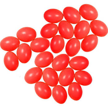 25x Rode kunststof eieren decoratie 6 cm hobby - Feestdecoratievoorwerp
