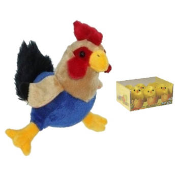 Pluche kippen/hanen knuffel van 20 cm met 6x stuks mini kuikentjes 3,5 cm - Feestdecoratievoorwerp