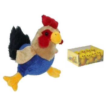 Pluche kippen/hanen knuffel van 20 cm met 8x stuks mini kuikentjes 3 cm - Feestdecoratievoorwerp