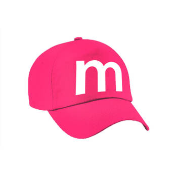 Letter M pet / cap roze voor volwassenen - verkleed / carnaval baseball cap - Verkleedhoofddeksels