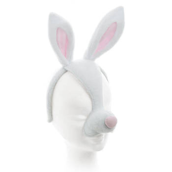 Lichtgrijs feest masker konijn - Verkleedmaskers