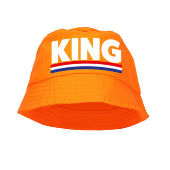 King vissershoedje / bucket hat oranje voor EK/ WK/ Holland fans - Verkleedhoofddeksels