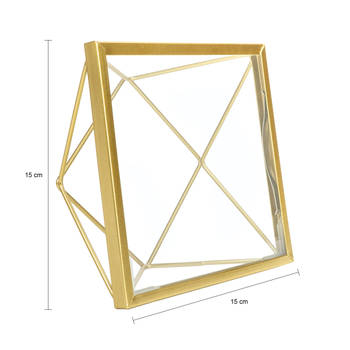 QUVIO Fotolijstje hexagon - 15 x 15 cm - staal - Goud