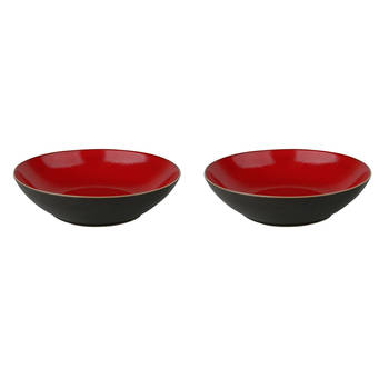 Palmer Bord diep Lava 21 cm Bruin Rood Stoneware 2 stuks