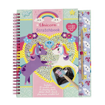 Totum kleurboek Unicorn meisjes 23,5 cm hout roze 24-delig