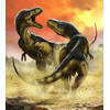 Fotobehang - Albertosauruses Fight 250x280cm - Vliesbehang