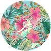 Fotobehang - Ariel Ocean Flowers 125x125cm - Rond - Vliesbehang - Zelfklevend