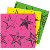 Folat servetten sterren 33 cm papier roze/groen/geel 16 stuks