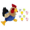 Pluche kippen/hanen knuffel van 20 cm met 8x stuks mini gekleurde kuikentjes 3 cm - Feestdecoratievoorwerp