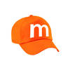 Letter M pet / cap oranje voor kinderen - verkleed / carnaval baseball cap - Verkleedhoofddeksels