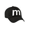 Letter M pet / cap zwart voor volwassenen - verkleed / carnaval baseball cap - Verkleedhoofddeksels