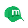 Letter M pet / cap groen voor volwassenen - verkleed / carnaval baseball cap - Verkleedhoofddeksels