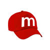 Letter M pet / cap rood voor volwassenen - verkleed / carnaval baseball cap - Verkleedhoofddeksels