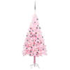 vidaXL Kunstkerstboom met verlichting en kerstballen 150 cm PVC roze