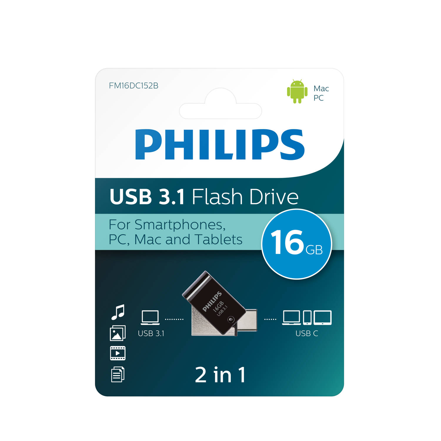 Philips 2 In1 Usb Stick 3.1-usb C 16gb Fm16dc152b