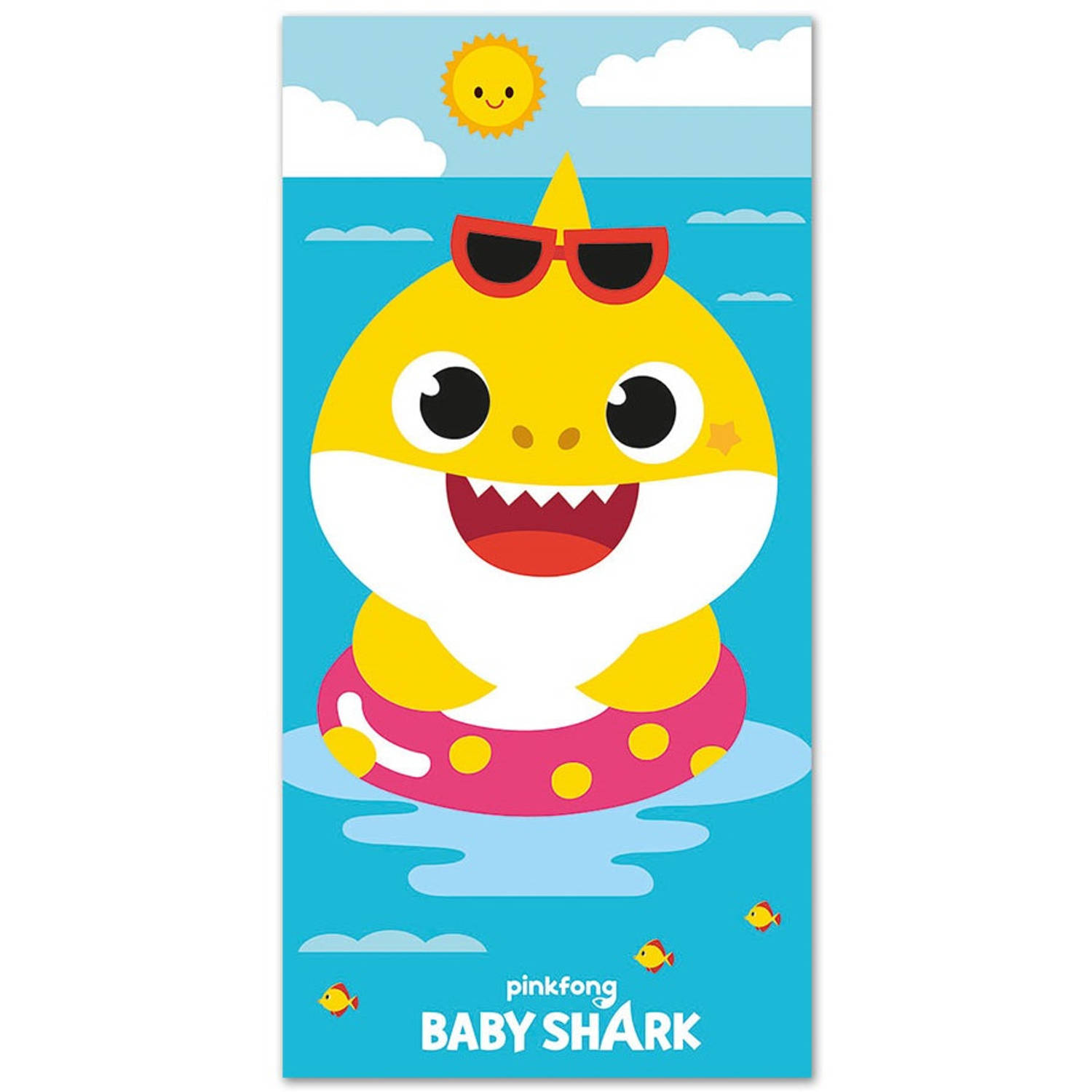 Pinkfong strandlaken Baby Shark junior 140 cm polyester blauw