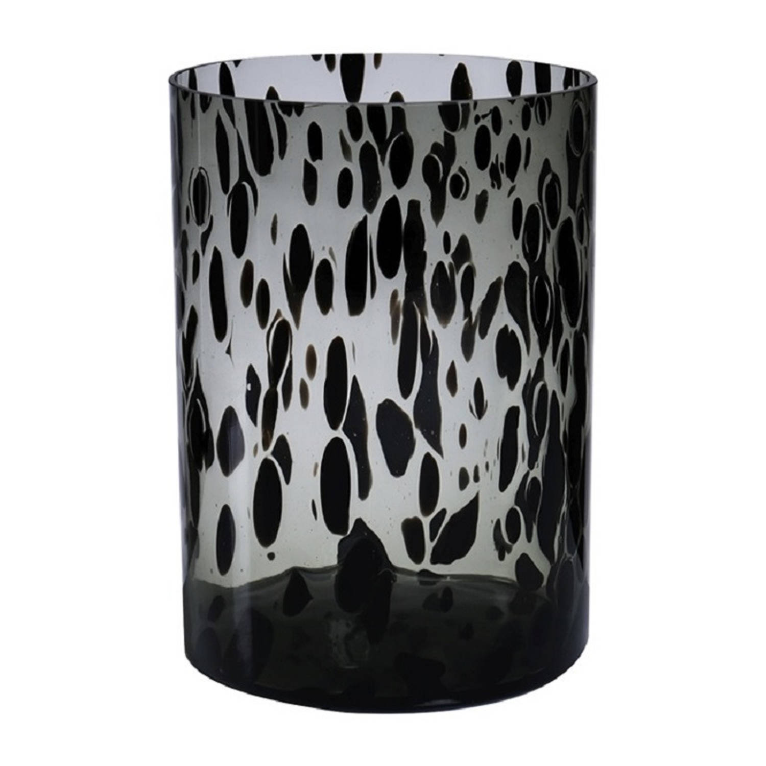 Modieuze Bloemen Cylinder Vaas-vazen Van Glas 30 X 19 Cm Zwart Fantasy Vazen