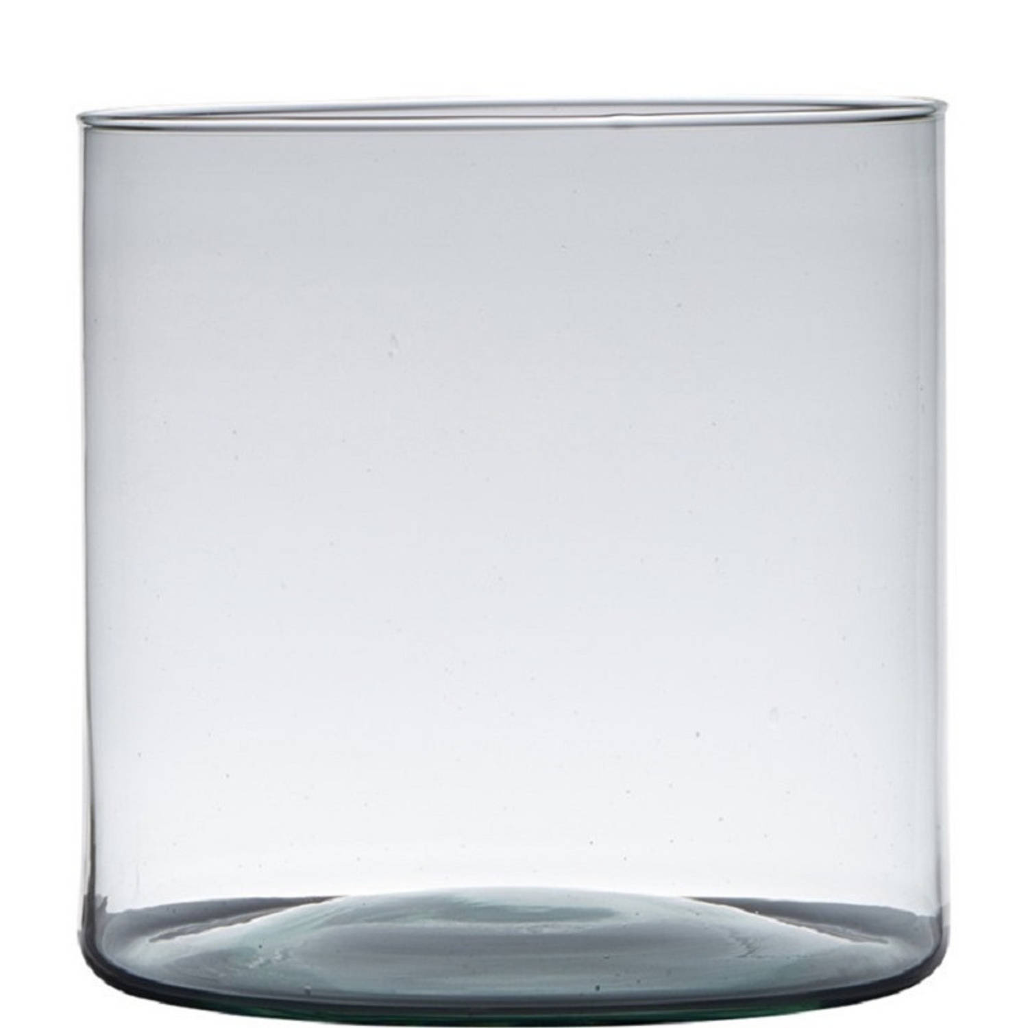Transparante Home-basics Cylinder Vorm Vaas-vazen Van Gerecycled Glas 19 X 19 Cm Vazen