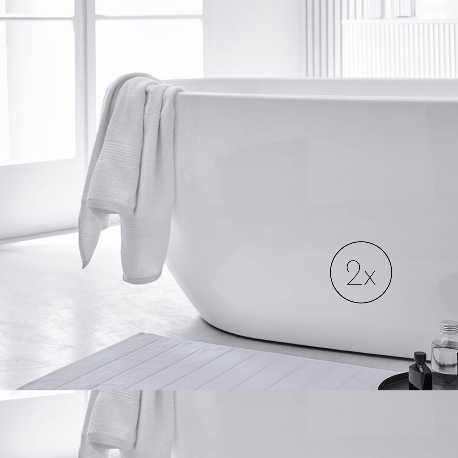 Today badmat wit 2-delig - douchemat geschikt voor douche en toilet - badkamer matten set 50x80 cm zonder anti-slip - Blokker
