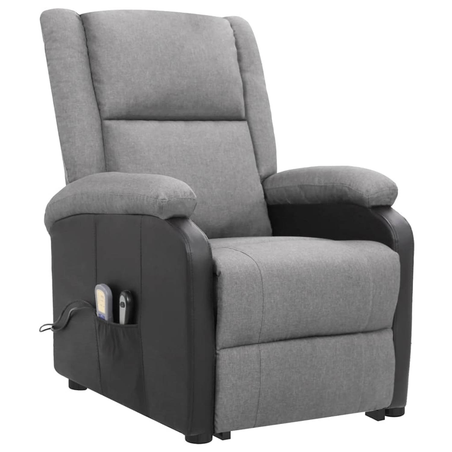 The Living Store Sta-op-massagestoel stof lichtgrijs - Fauteuil