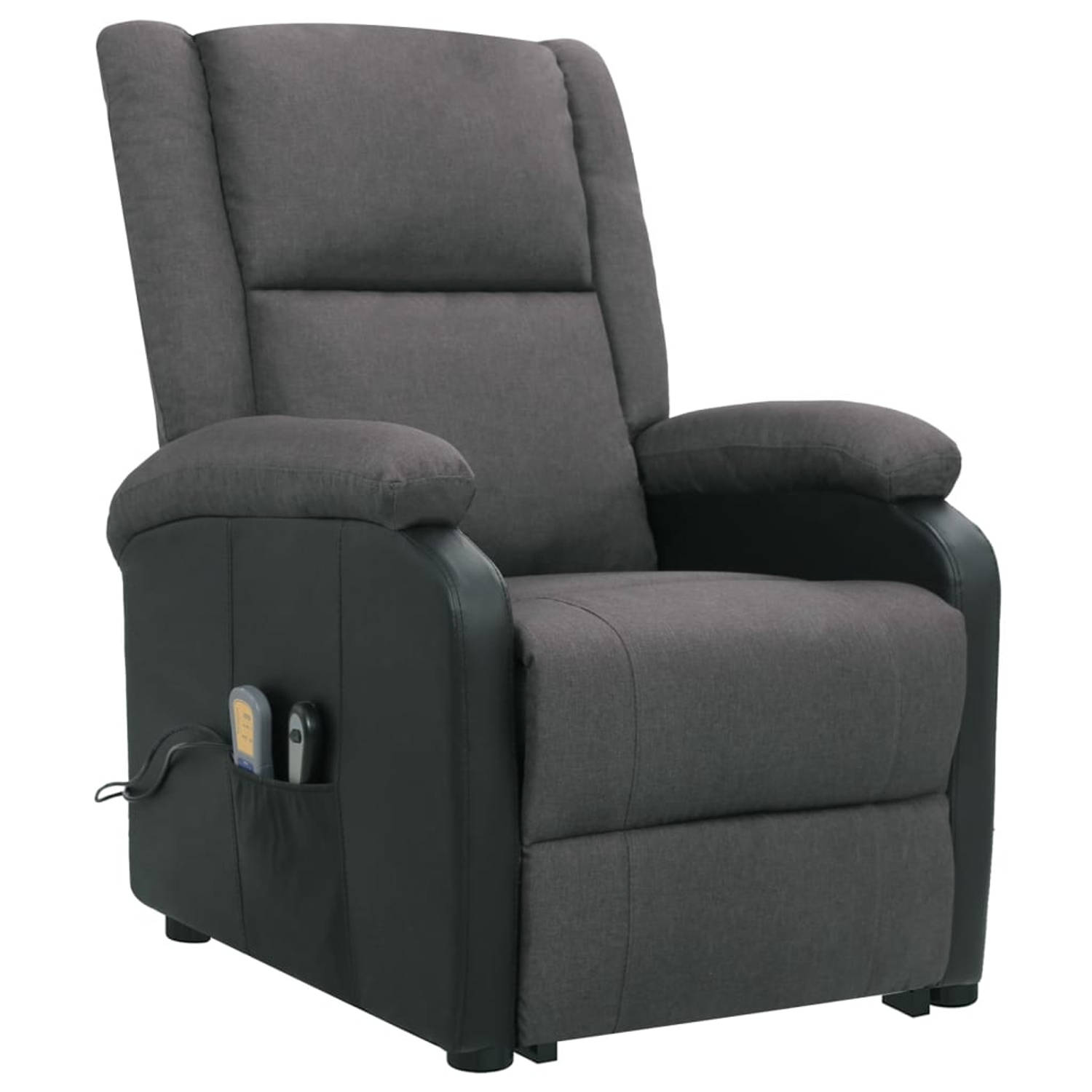 The Living Store Sta-op-massagestoel stof donkergrijs - Fauteuil