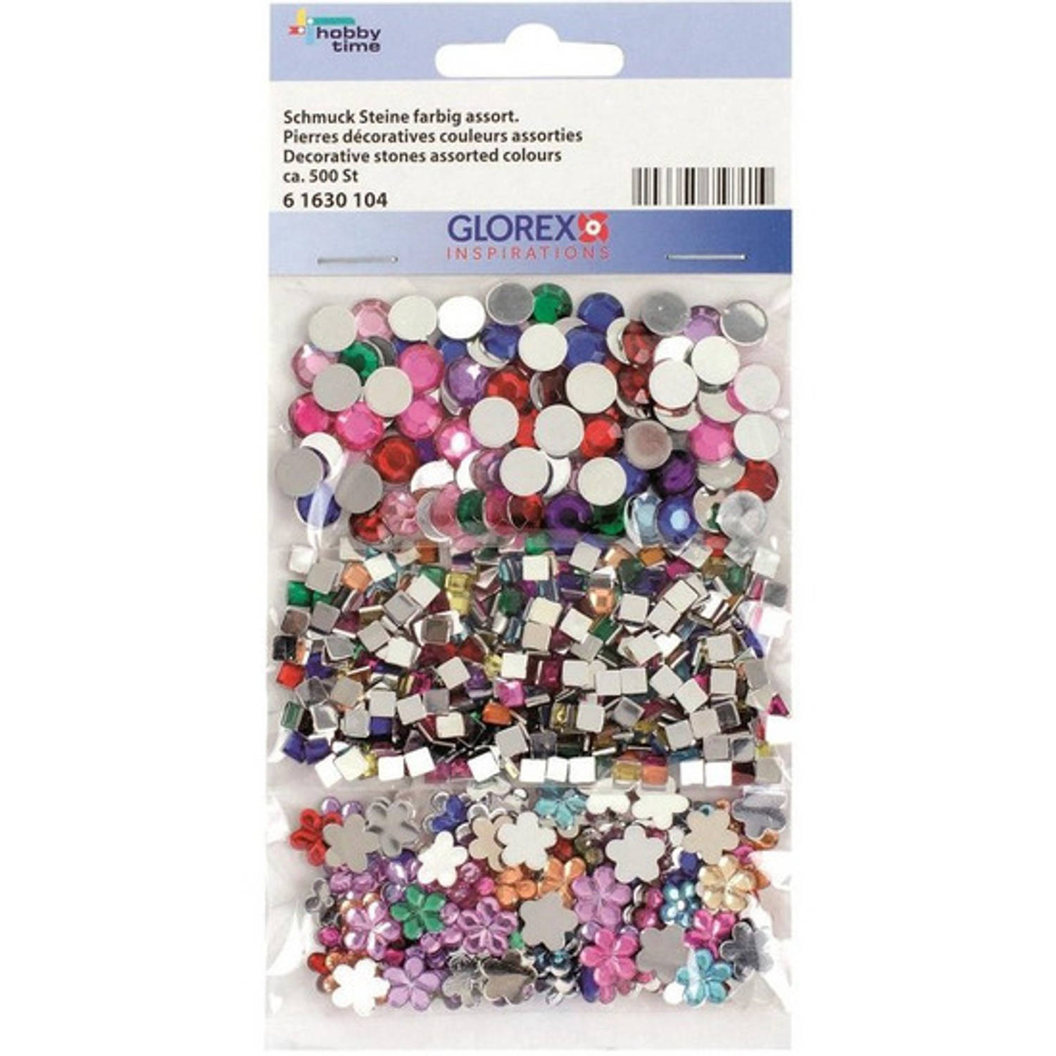 Inloggegevens Zeebrasem Polijsten 500x Gekleurde decoratie steentjes rond, vierkant en bloem -  Hobbydecoratieobject | Blokker