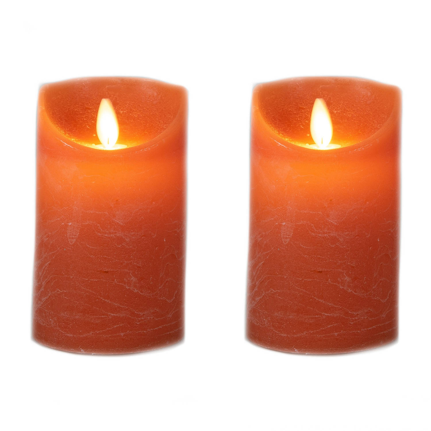 Berri dempen kop 2x stuks led kaarsen/stompkaarsen oranje D7,5 x H12,5 cm - LED kaarsen |  Blokker