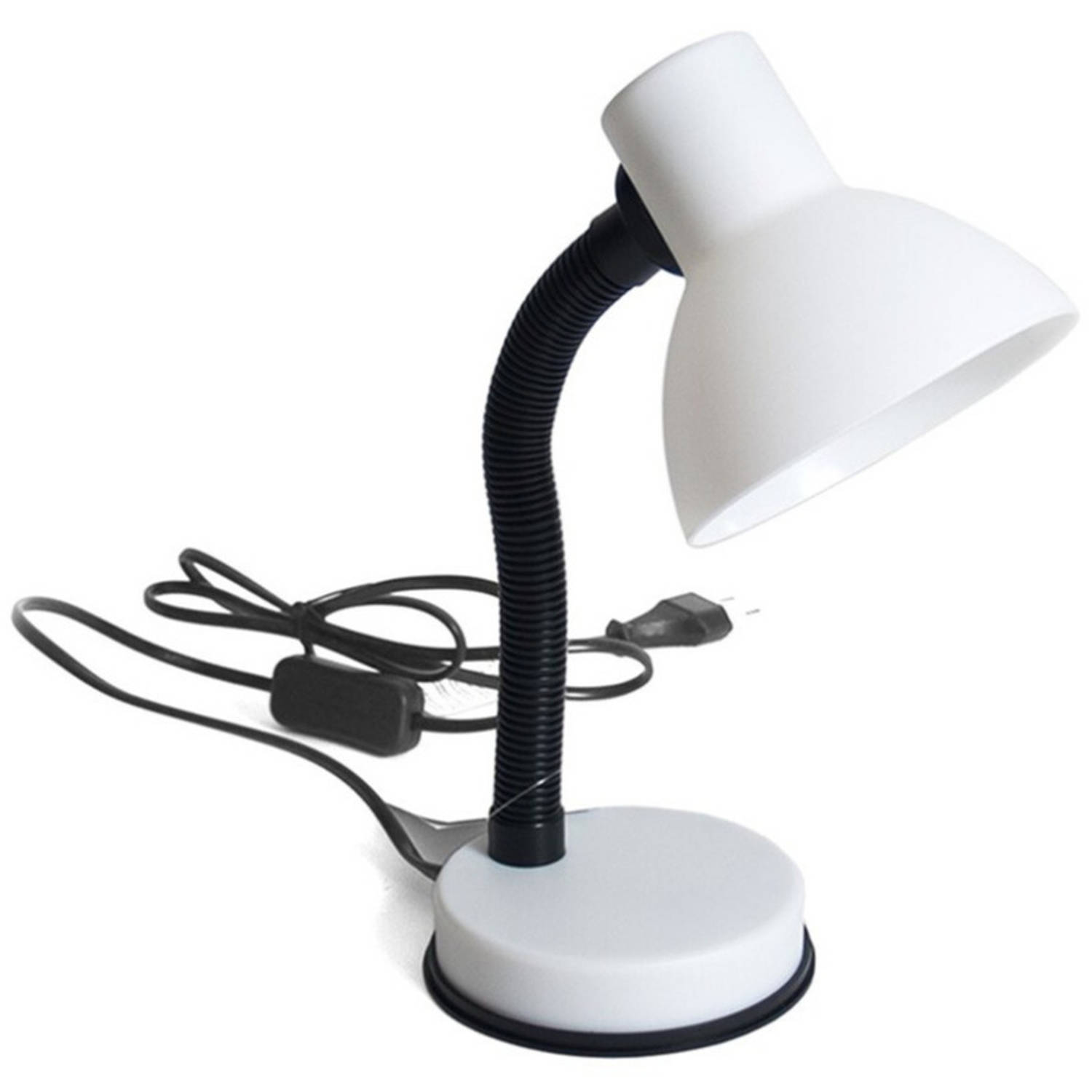 Bureaulamp Wit-zwart 16 X 12 X 30 Cm Flexibele Lamp Verlichting Bureaulampen