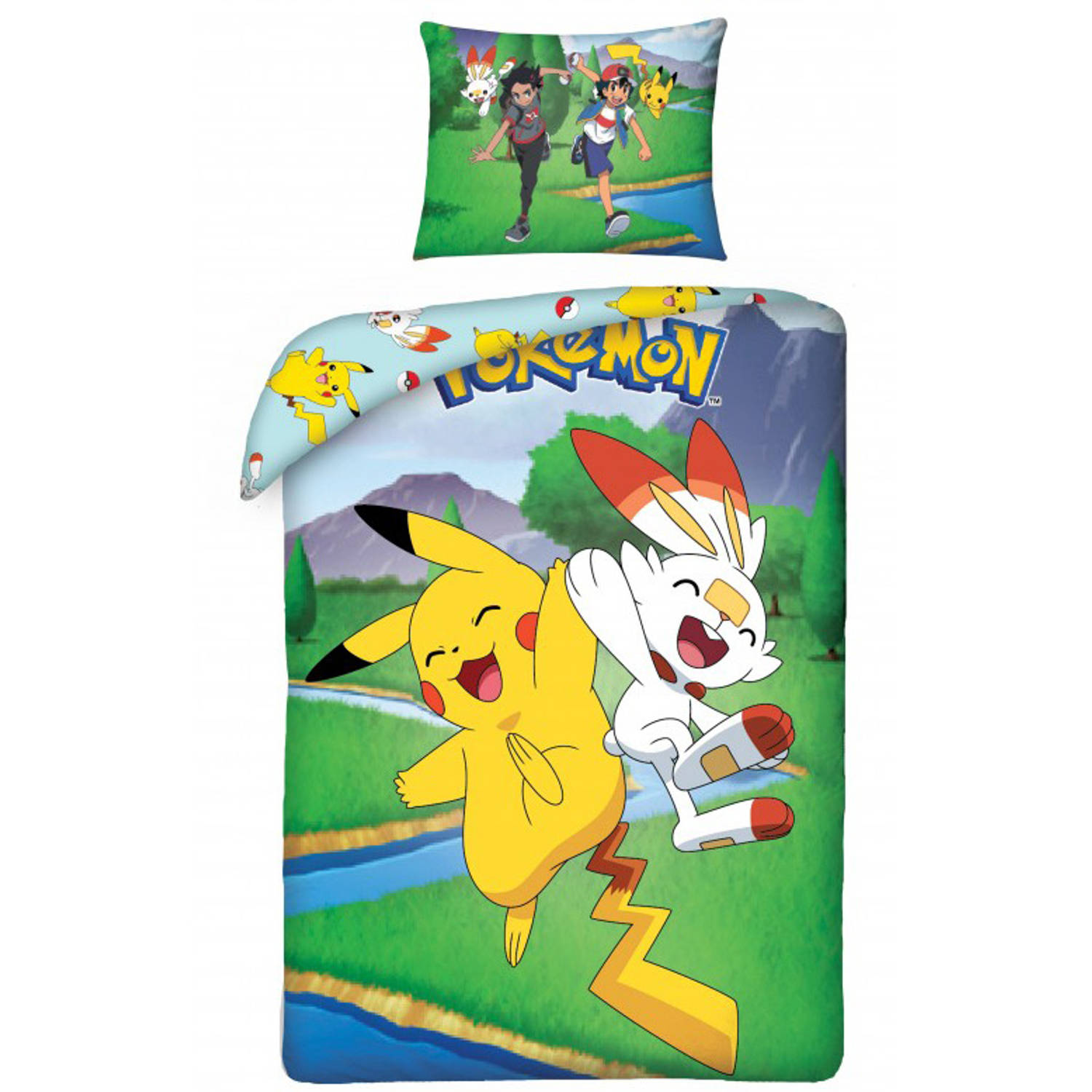 Pokémon Dekbedovertrek Pikachu - Eenpersoons - 140 X 200 Cm - Katoen