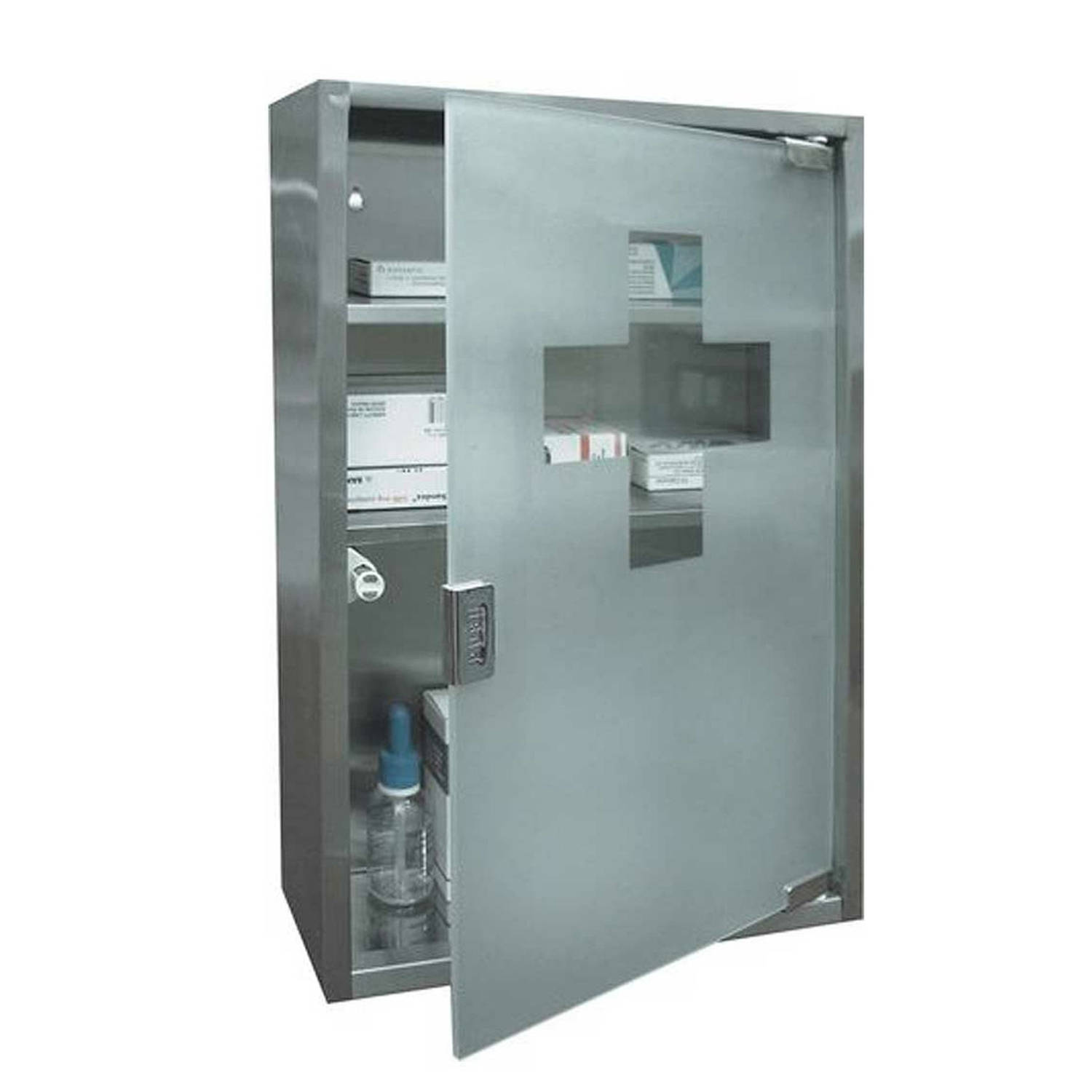 dienen onenigheid Geladen Medicijn/EHBO kastje met glazen deur met slotje 25 x 48 cm - Medicijnkastjes  | Blokker