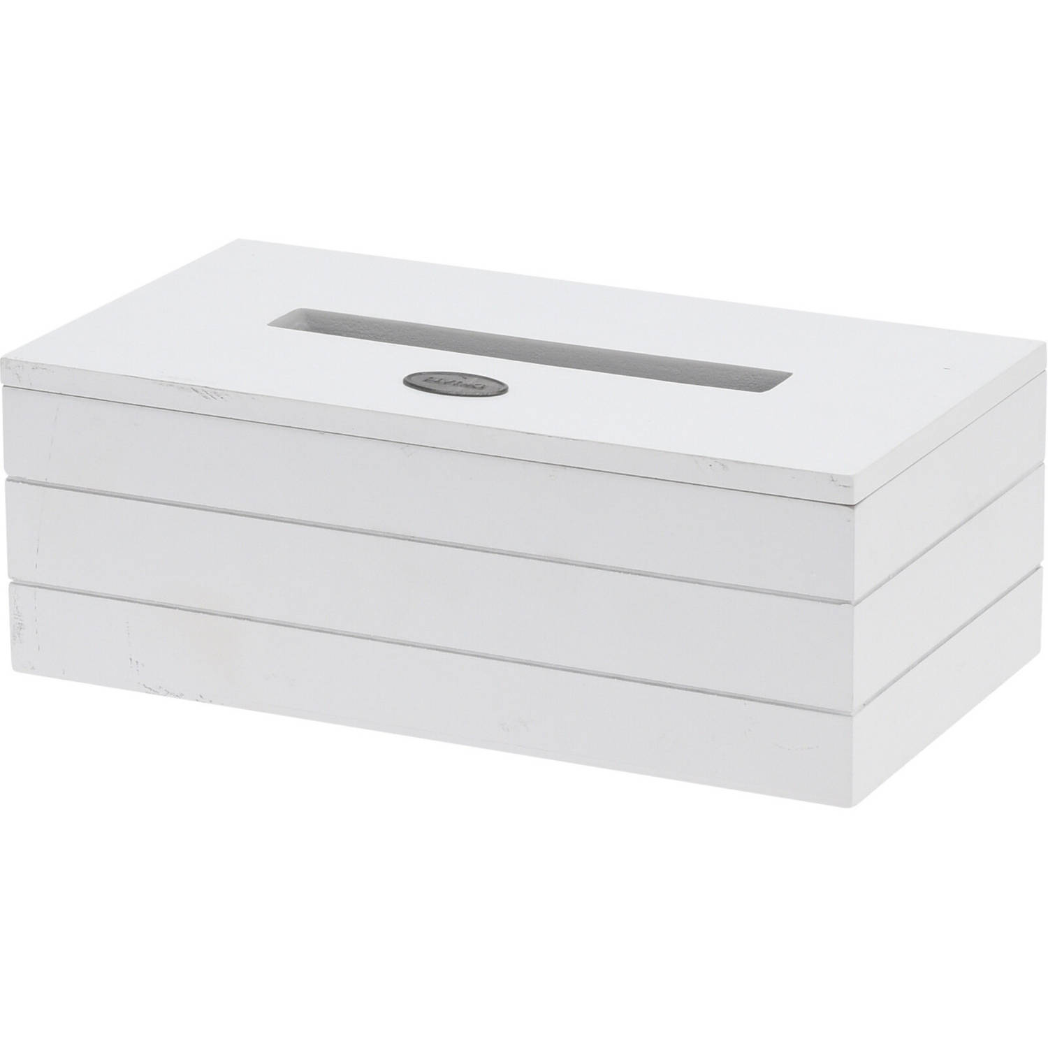 Tissuedoos/tissuebox wit rechthoekig van mdf 25 x 13 x 9 cm - Tissuehouders