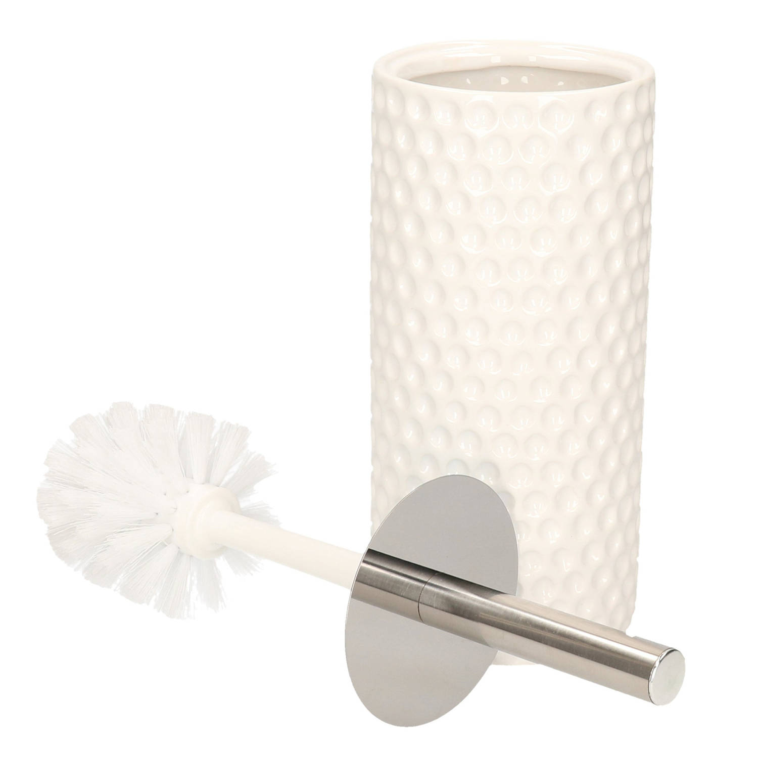 Toiletborstel/wc-borstel Elegance luxe serie keramiek wit 32 cm - Toiletborstels