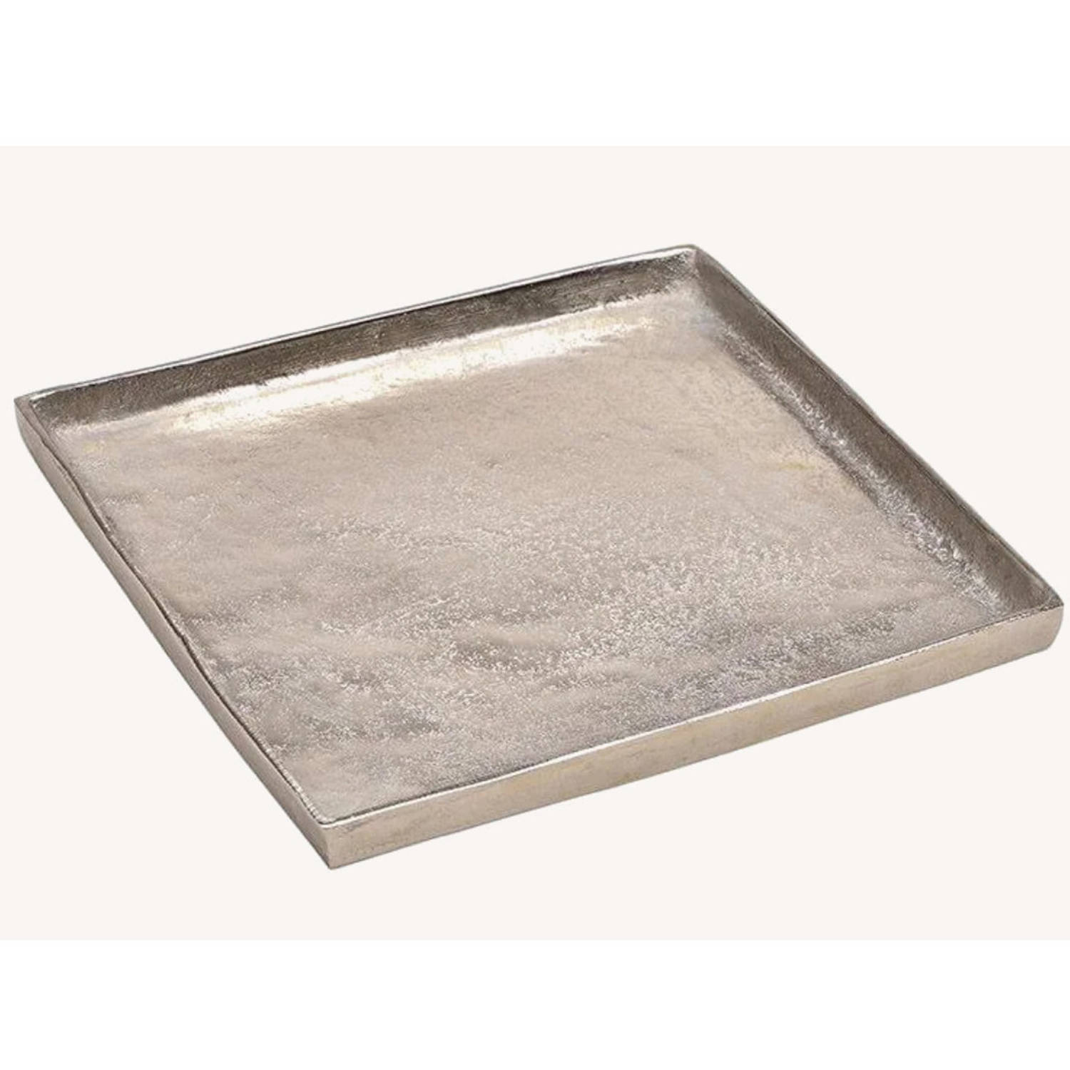 Vierkant kaarsenbord/kaarsenplateau onderbord zilver van aluminium 30 x 30 x 2 cm
