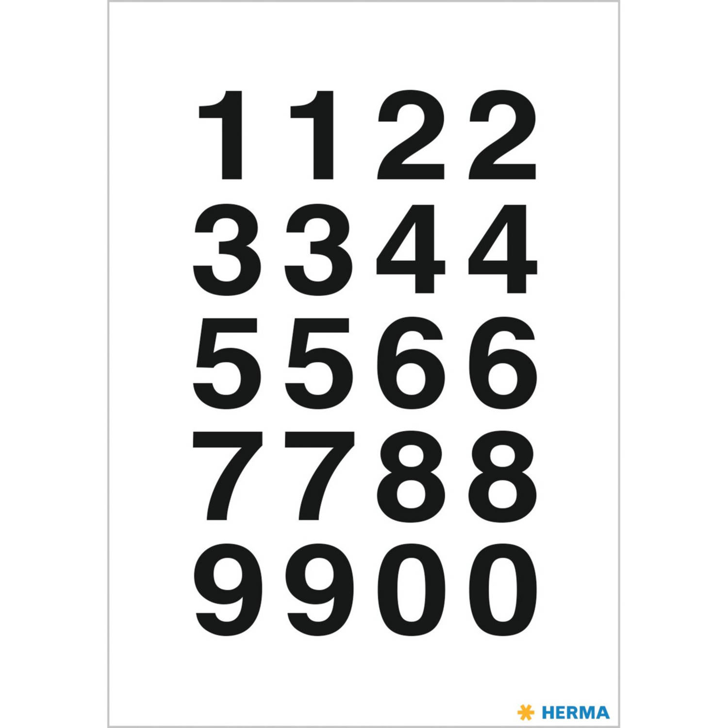 Stickervellen 40x plak cijfers/getallen 0-9 zwart/transparant 20x18 mm - Stickers