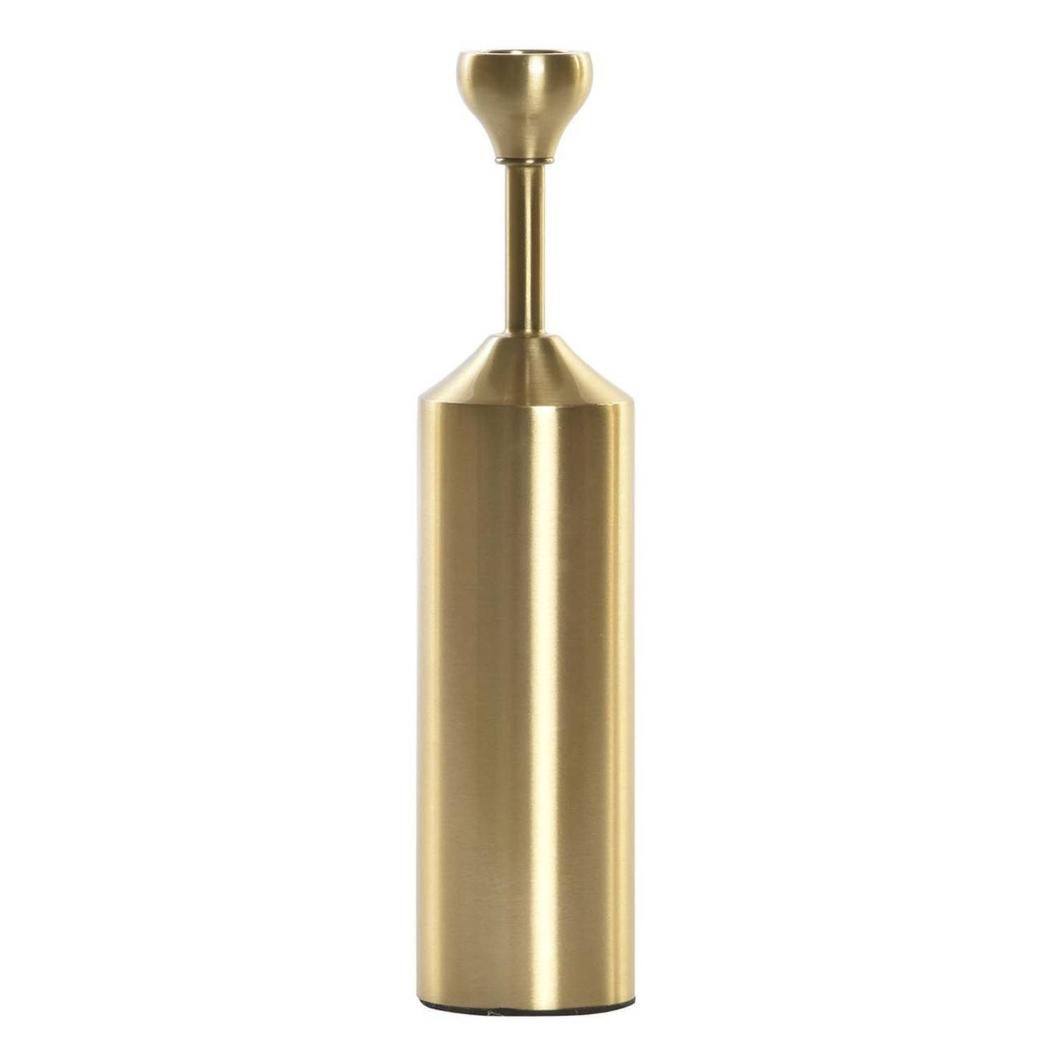 Luxe kaarsenhouder/kandelaar goud metaal 5 x 5 x 22 cm - kaars kandelaars