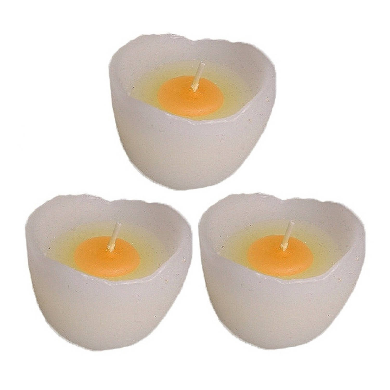 Symposium Dijk salami 3x Witte eieren kaarsjes 5 cm - Kaarsen | Blokker