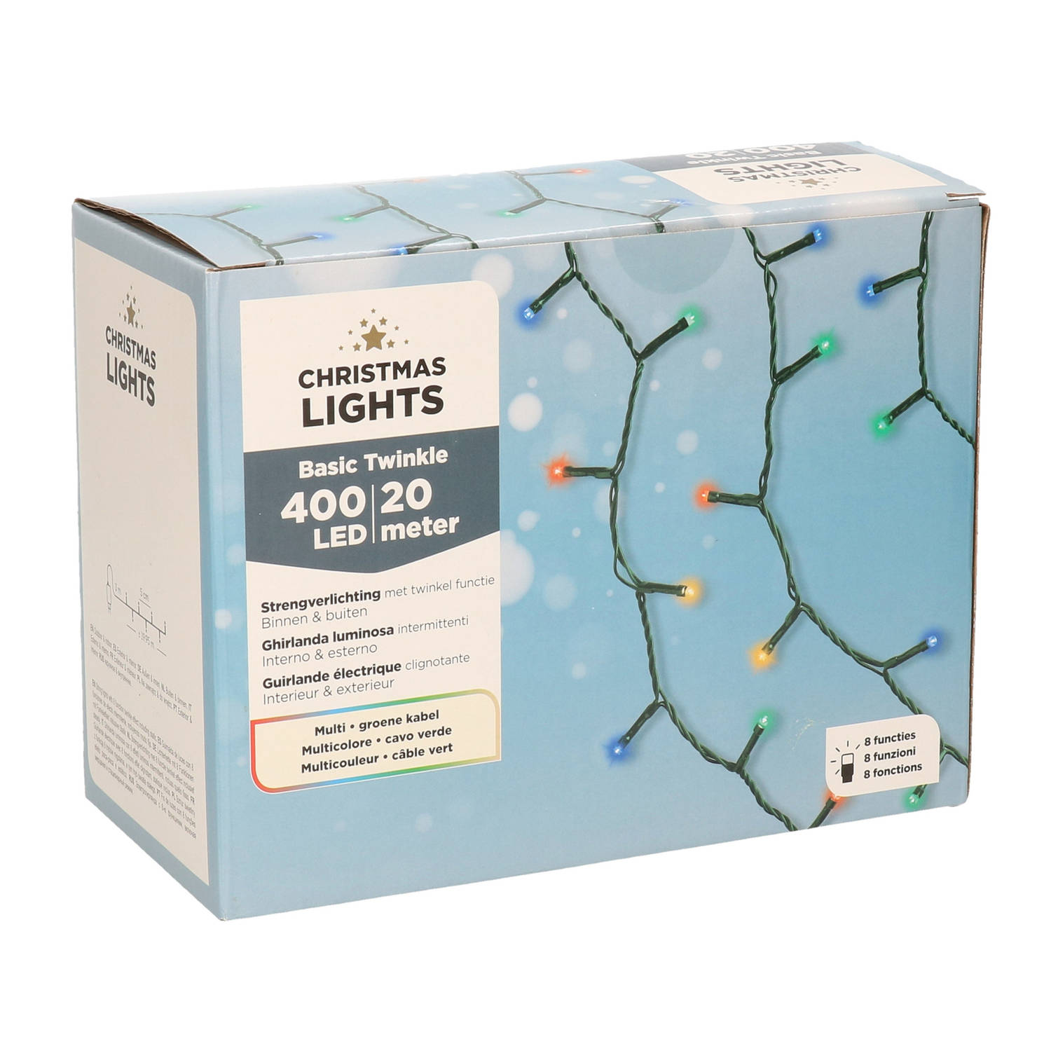 Kerstverlichting met 8 functie twinkel effect gekleurd 400 lampjes 1995 cm - Kerstverlichting kerstboom