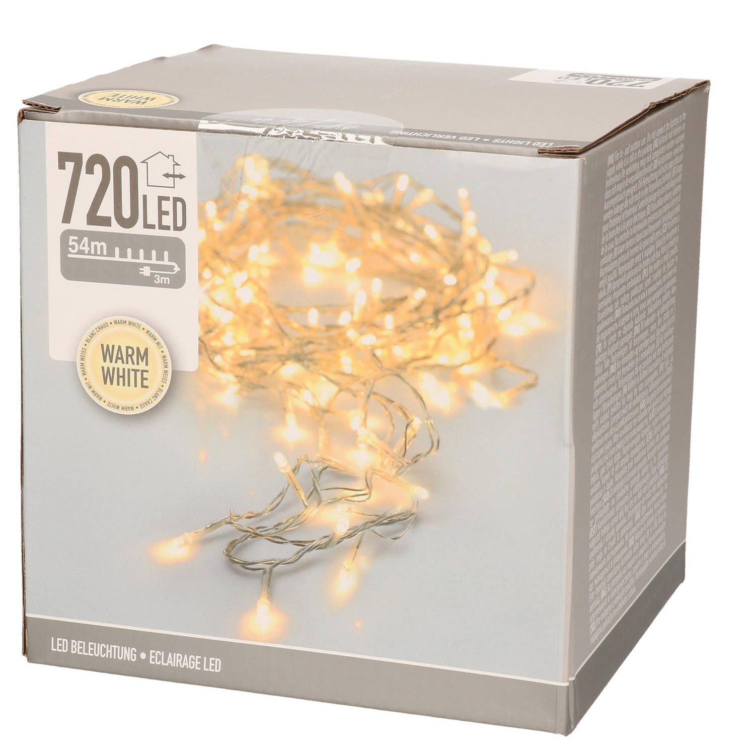 Kerstverlichting transparant 720 warm witte lampjes buiten 5400 cm - Kerstverlichting kerstboom