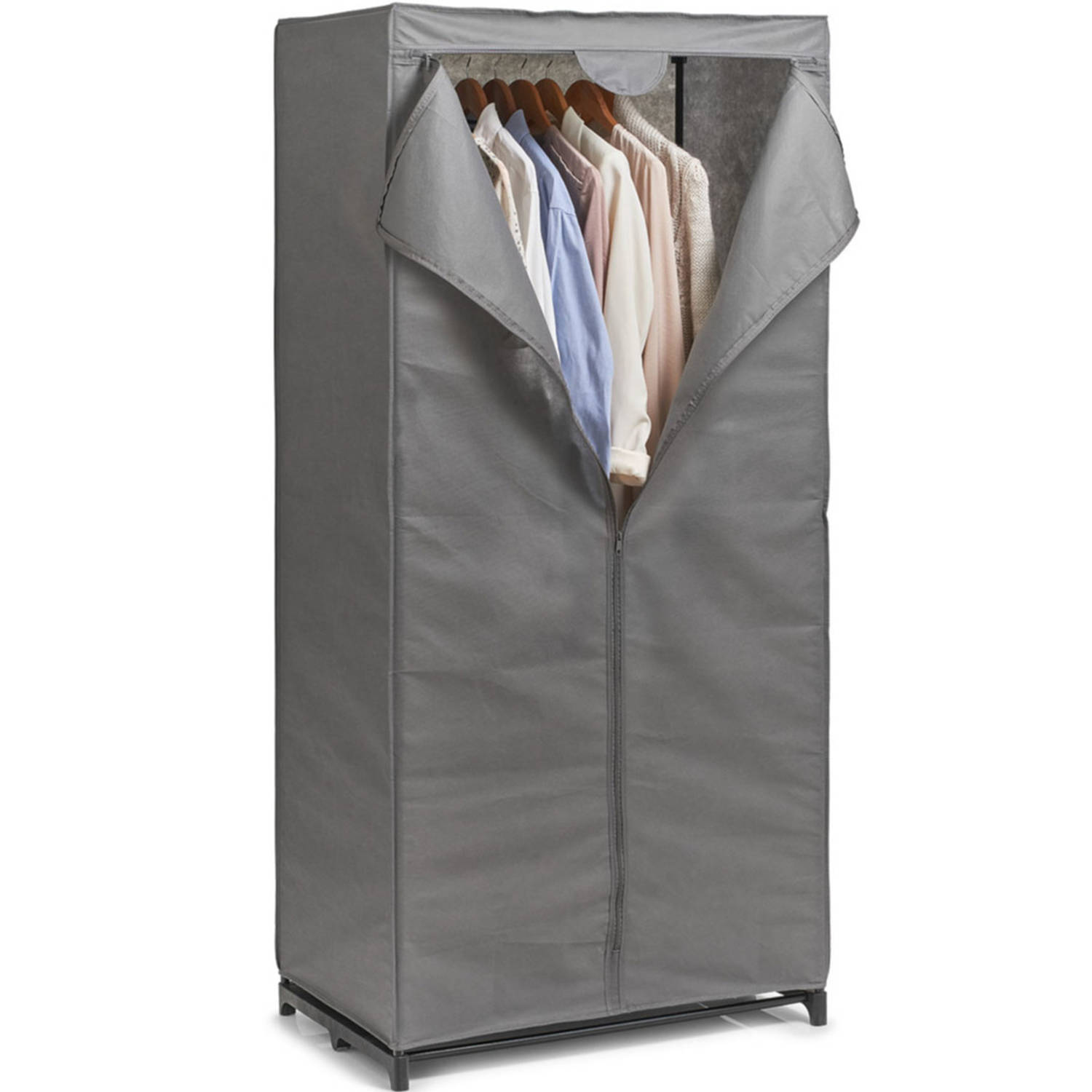 Mobiele stoffen kledingkast met grijze hoes 160 cm - Campingkledingkasten