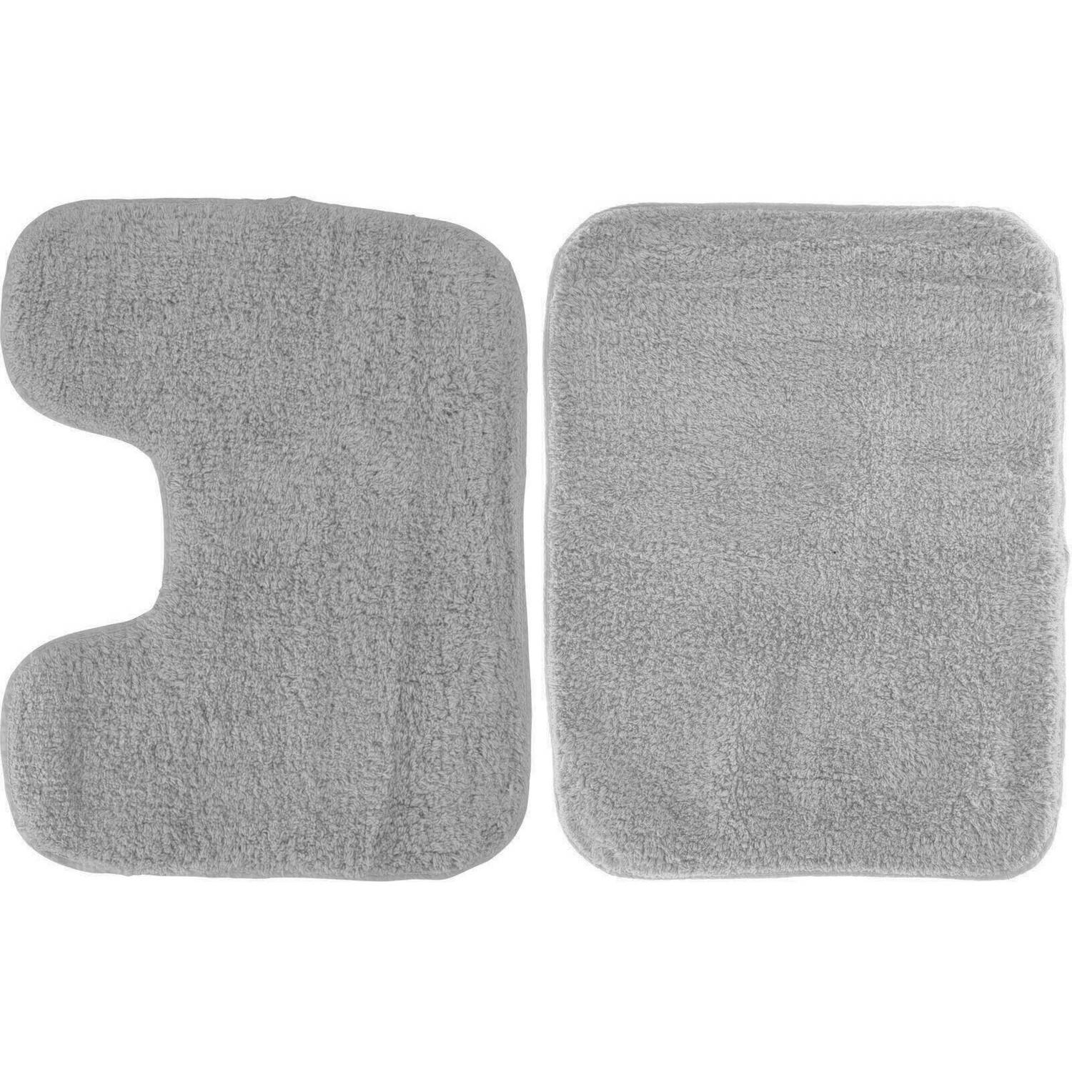 Badkamer/douche/toilet mat set beton grijs Badmatjes | Blokker