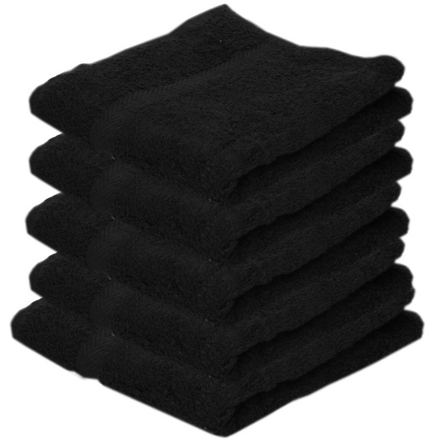 5x Badkamer-douche Handdoeken Zwart 50 X 90 Cm Badhanddoek