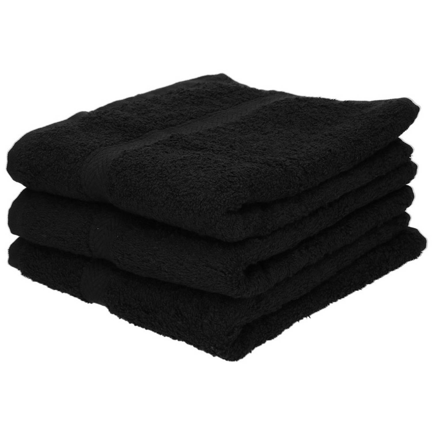 3x Badkamer-douche Handdoeken Zwart 50 X 90 Cm Badhanddoek